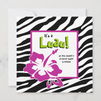 Luau Party Einladung Hibisken Zebra Limon Lila
