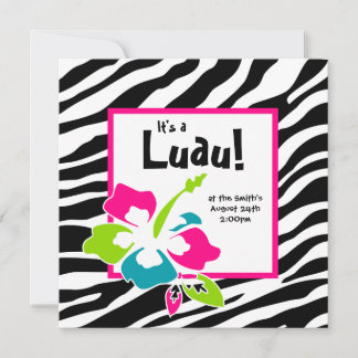 Luau Party Einladung Hibisken Zebra PBG