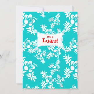Luau Party Einladung Hibiskus Blume Blaues Weiß