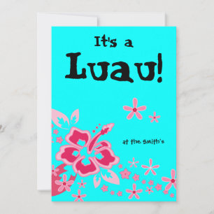 Luau Party Einladung Hibiskus Blume Pink Blue 2