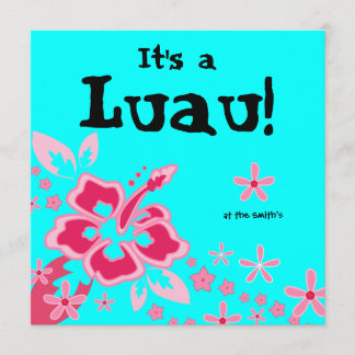Luau Party Einladung Hibiskus Blume Rosa Blau
