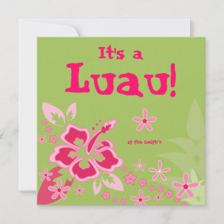 Luau Party Einladung Hibiskus Blume Rosa Grün