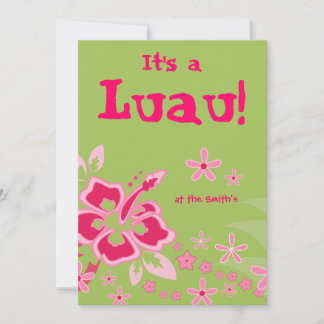 Luau Party Einladung Hibiskus Blume Rosa Grün 2
