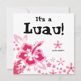 Luau Party Einladung Hibiskus Blume Rosa Schwarz
