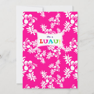 Luau Party Einladung Hibiskus Blume Rosa Weiß