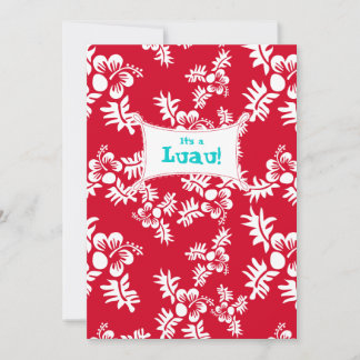 Luau Party Einladung Hibiskus Blume Rot Weiß