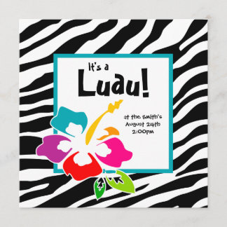 Luau Party Einladung Hibiskus Zebra Colorful