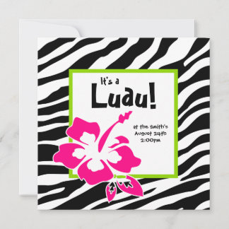 Luau Party Einladung Hibiskus Zebra Pink Limon