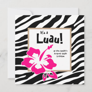 Luau Party Einladung Hibiskus Zebra Pink Taupe