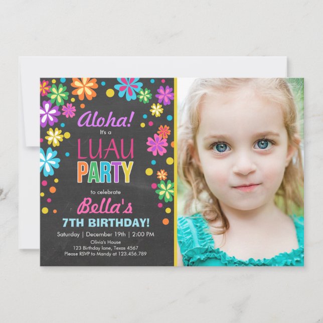 Luau Party Einladung Tropischer Geburtstag Aloha (Vorderseite)