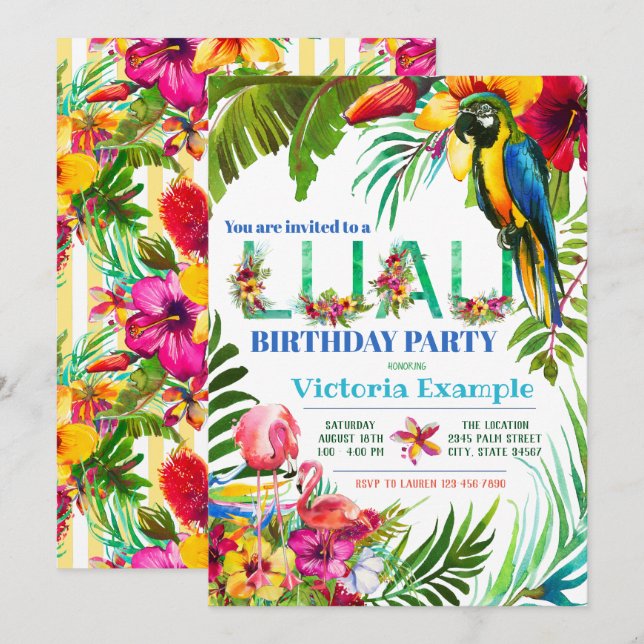 Luau Party Einladungen (Vorne/Hinten)