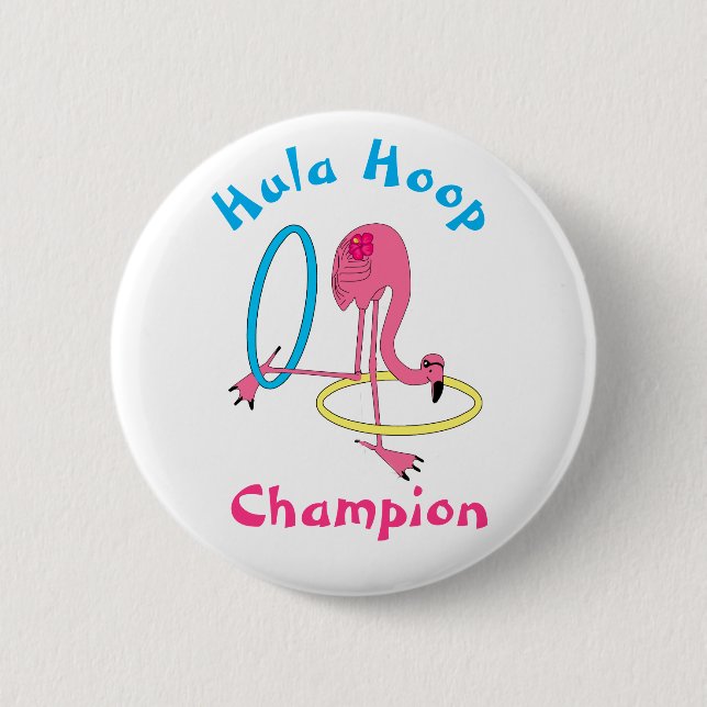 Luau Party Flamingo Hula Hoop Champion 3" Schaltfl Button (Vorderseite)