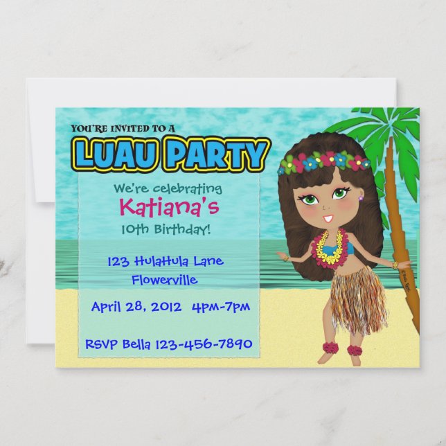 Luau Party-Gewohnheits-Einladung Einladung (Vorderseite)