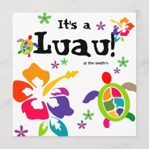 Luau Party Hibiskus Blume Turtle Colorful Einladung