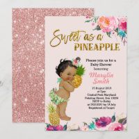Luau Party Rose Ananas Babyduschkarte