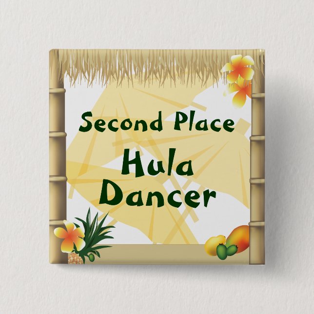 Luau Party Second Place Hula Dancer Button (Vorderseite)