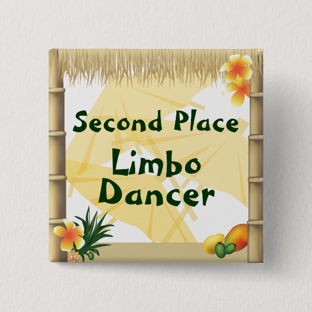 Luau Party Second Place Limbo Dancer Award Button (Vorderseite)