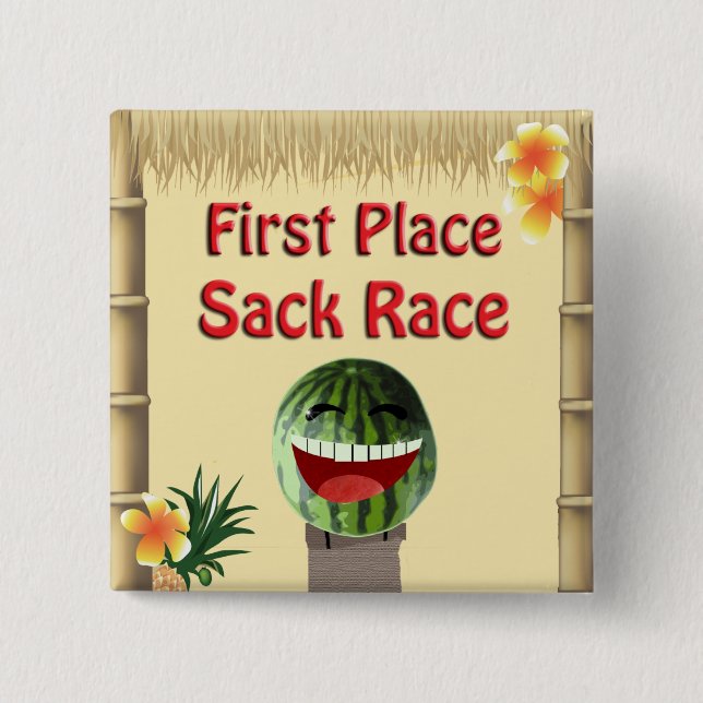 Luau Party Tiki Hütte 1 Place Watermelone Ristoran Button (Vorderseite)