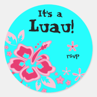 Luau Party UAWG Stickers Hibiskus Rosa Blau