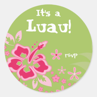 Luau Party UAWG Stickers Hibiskus Rosa Grün