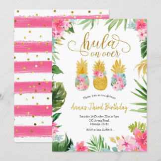 Luau Pineaple Girl Birthday Einladung