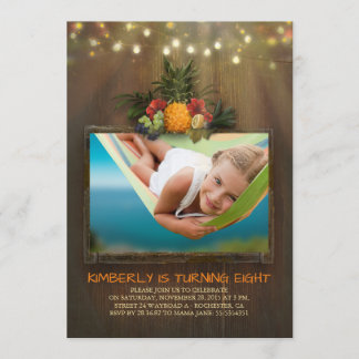 Luau Pineapon Beach String Lights Foto Geburtstag Einladung