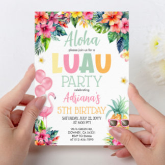 Luau Pineapple Hawaiian Girl Birthday Party Einladung