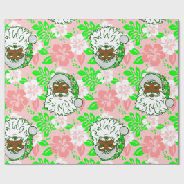 luau pink christmas hawaiian black santa hibiscus geschenkpapier