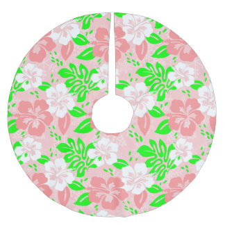 luau pink christmas hawaiian hibiscus floral xmas polyester weihnachtsbaumdecke