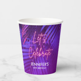 Luau Purple Palm Leaf Birthday Paper Cup Pappbecher