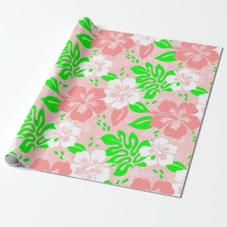Luau Rosa Weihnachten Hawaiianischer Hibiskus Blum Geschenkpapier