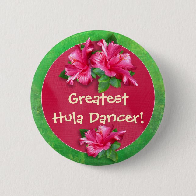 Luau Spiel-Preis-Knöpfe mit rosa Hibiskus Button (Vorderseite)