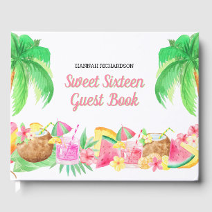 Luau Sweet 16 Hawaiian Theme Party Custom Gästebuch
