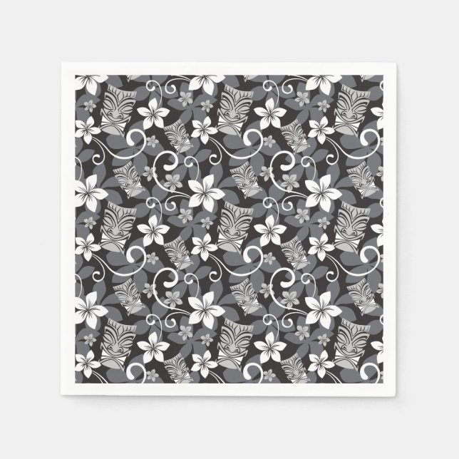 LUAU TIKI DESIGN (CHARCOAL) SERVIETTE (Vorderseite)