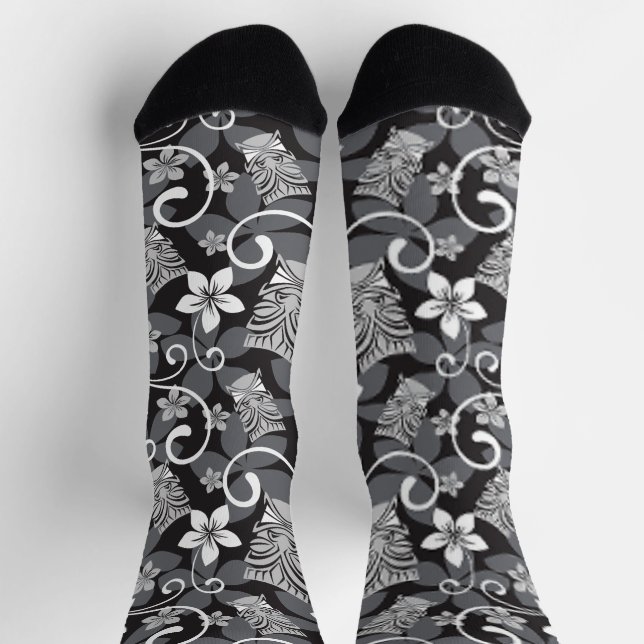 LUAU TIKI MUSTER (HOLZKOHLE) SOCKEN (Oben)