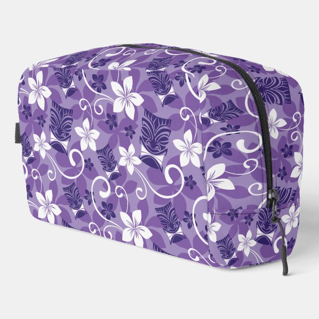 LUAU TIKI MUSTER (LILA) DOPP KIT WASCHBEUTEL (Rechte Ecke)
