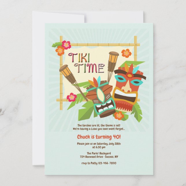 Luau Tiki Party Einladung (Vorderseite)