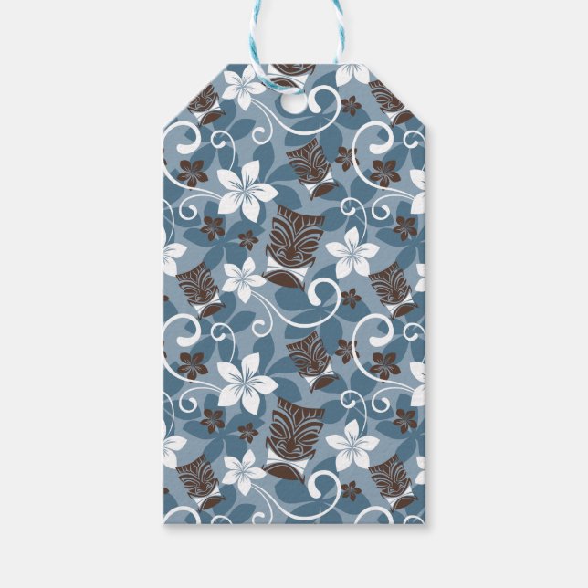 LUAU TIKI PATTERN (BLAU) GESCHENKANHÄNGER (Vorderseite)