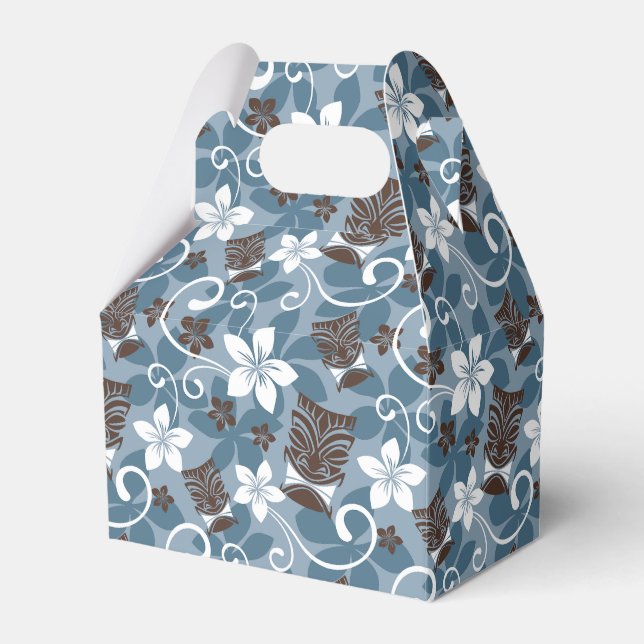 LUAU TIKI PATTERN (BLAU) GESCHENKSCHACHTEL (Vorderseite)