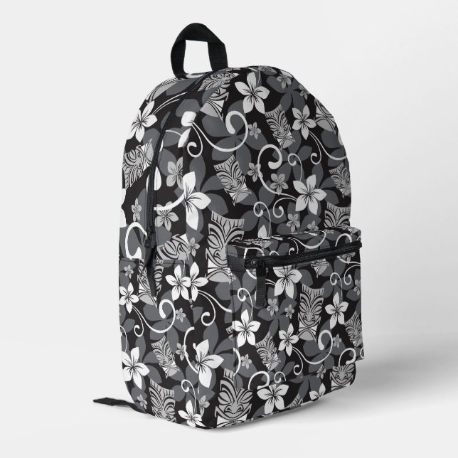 LUAU TIKI PATTERN (CHARCOAL) BEDRUCKTER RUCKSACK (Rückseitige Ecke links)