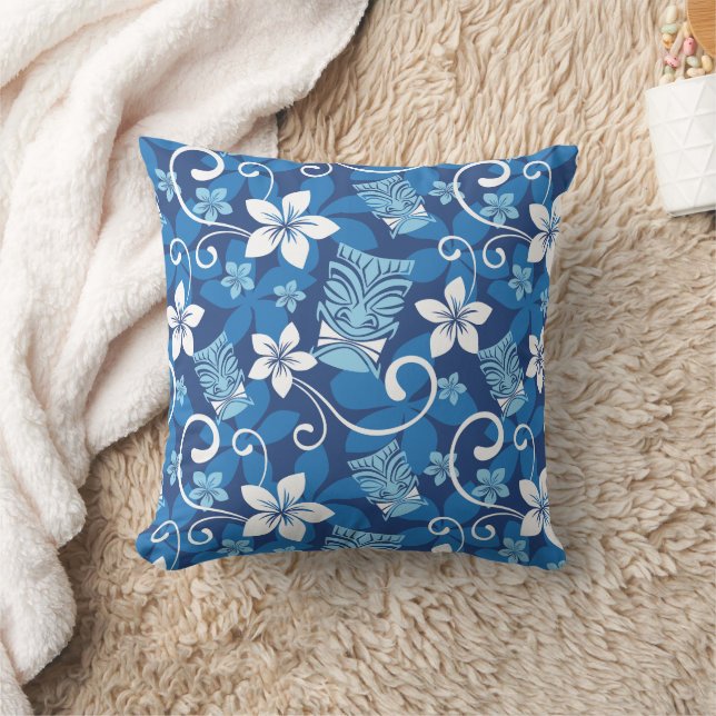 LUAU TIKI PATTERN (HELLBLAU) DURCHSCHNITTPILLOW KISSEN (Decke)