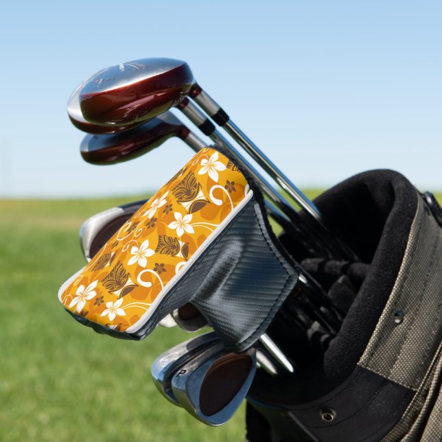 LUAU TIKI PATTERN (ORANGE) GOLF HEADCOVER (In Situ)