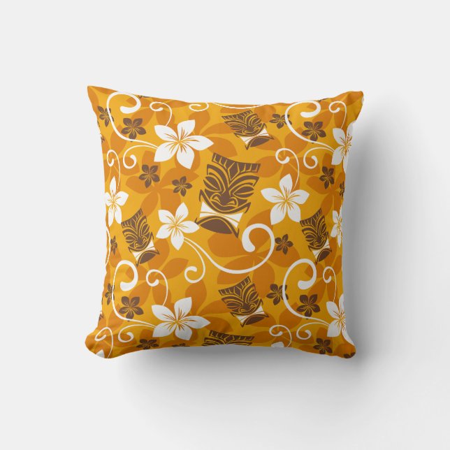 LUAU TIKI PATTERN (ORANGE) KISSEN (Vorderseite)