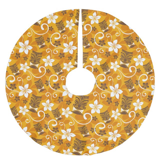 LUAU TIKI PATTERN (ORANGE) POLYESTER WEIHNACHTSBAUMDECKE (Vorderseite)