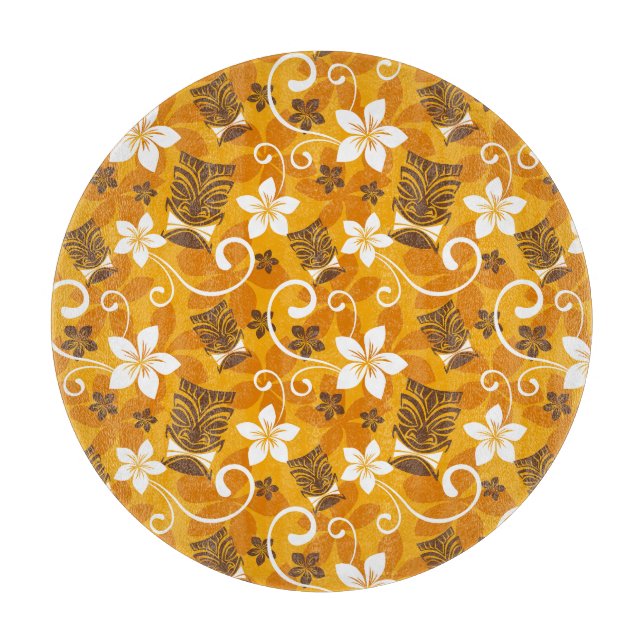 LUAU TIKI PATTERN (ORANGE) SCHNEIDEBRETT (Vorderseite)