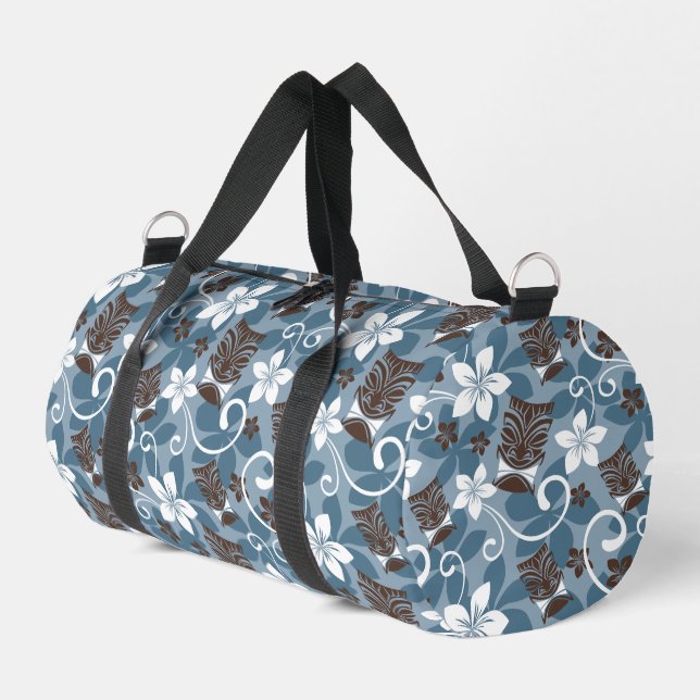 LUAU TIKI PATTTERN (BLAU) DUFFLE BAG (Linke Seite)