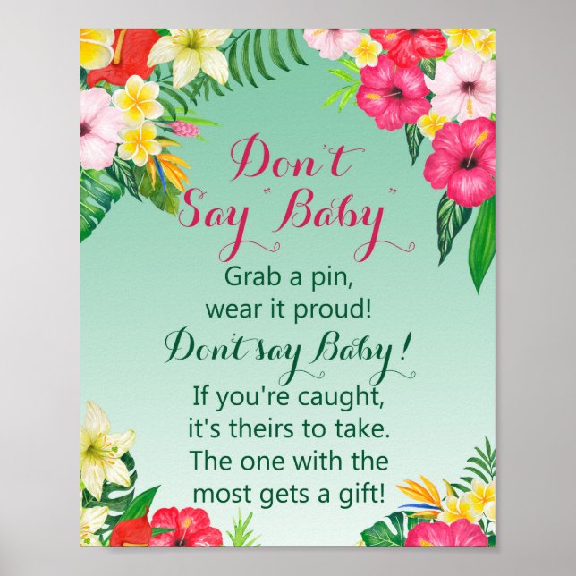 Luau Tropical Baby Duschzeichen Poster (Vorne)