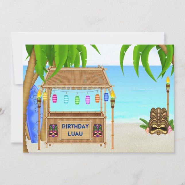 Luau Tropical Beach Birthday Einladung ~ Jungs (Vorderseite)