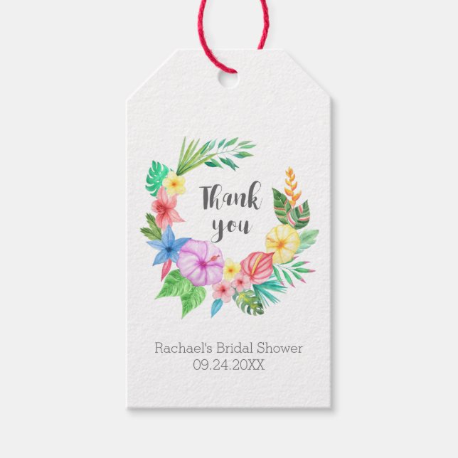 Luau Tropical Blume Brautparty Vielen Dank Geschenkanhänger (Vorderseite)