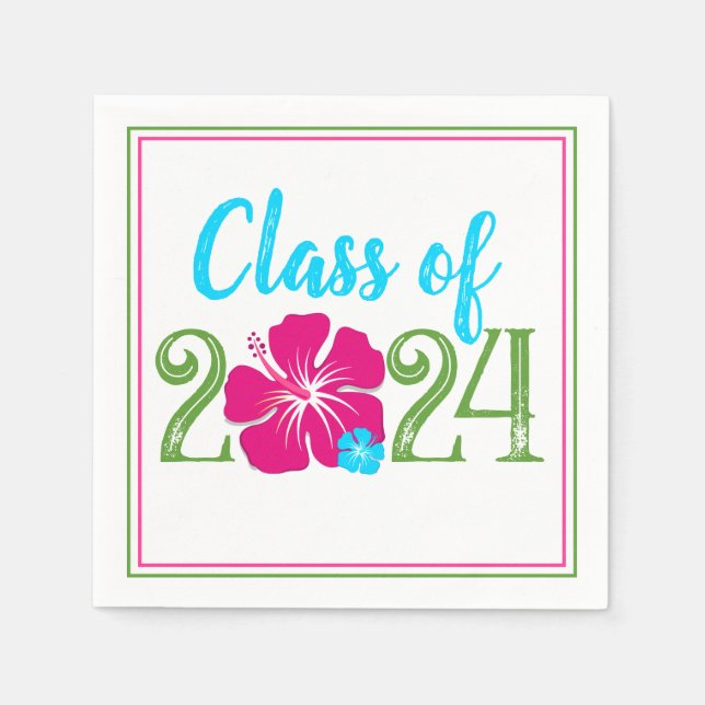 Luau Tropical Class of 2024 Abschluss Paper Serviette (Vorderseite)